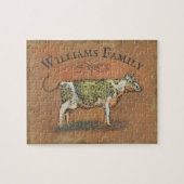 Rustikaler Name der Kuh Monogram Puzzle (Horizontal)