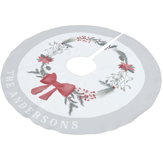 Rustikaler Name der Weihnachtsfrau Polyester Weihnachtsbaumdecke (Schrägansicht)