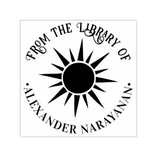 Rustikaler Name des Buches "Sun and Rays Library" Permastempel