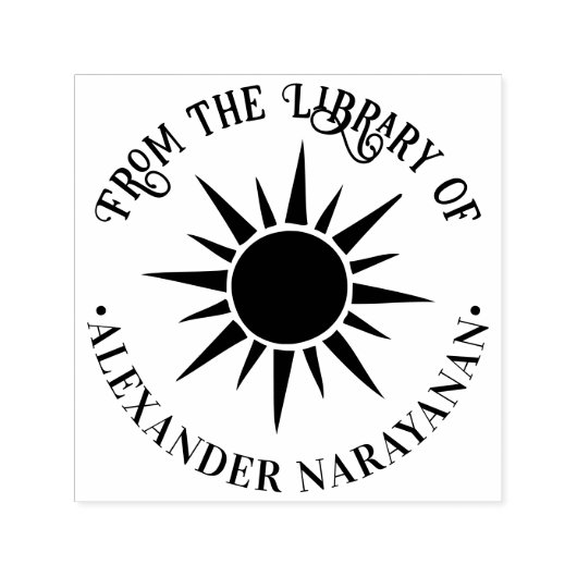 Rustikaler Name des Buches "Sun and Rays Library" Permastempel (Design)
