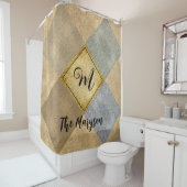 Rustikaler Name Initial, Mit Monogramm gepatchter  Duschvorhang (Beispiel)