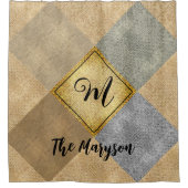 Rustikaler Name Initial, Mit Monogramm gepatchter Duschvorhang (Vorderseite)