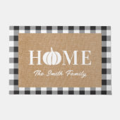 Rustikaler Name White Pumpkin Familie Willkommen Fußmatte (Vorderseite)