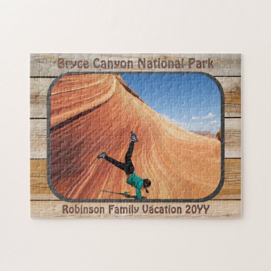 Rustikaler Nationalpark Custom Foto Familienurlaub Puzzle (Horizontal)