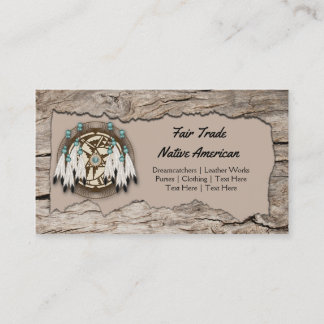 Rustikaler Native American Dreamcatcher Wood Cutou Visitenkarte