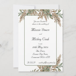 Rustikaler Naturstil - grün und braun Einladung