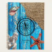 Rustikaler Nautic Blue Wood Burlap Starfish Planer (Vorderseite)