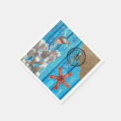 Rustikaler Nautic Blue Wood Burlap Starfish Serviette (Ecke)