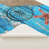 Rustikaler Nautic Blue Wood Burlap Starfish Sherpadecke (3/4)