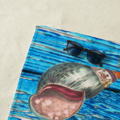 Rustikaler Nautic Blue Wood Burlap Starfish Strandtuch (Beispiel)