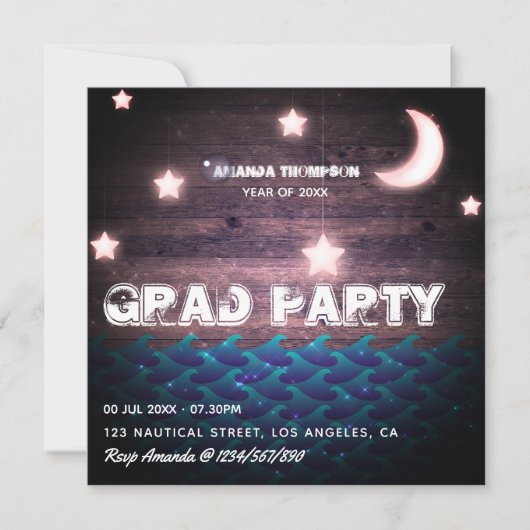 Rustikaler Nautiker Abschluss Einladung (Vorderseite)