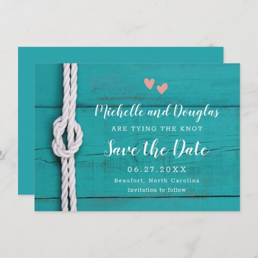Rustikaler Nautikknoten Save the Date (Vorne/Hinten)