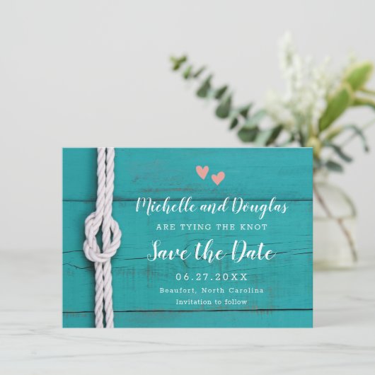 Rustikaler Nautikknoten Save the Date (Stehend Vorderseite)
