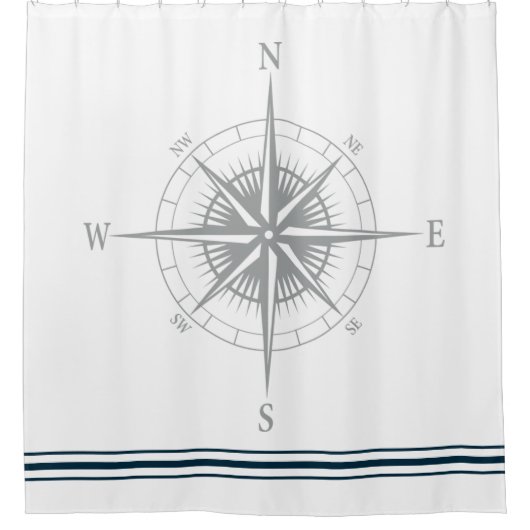 Rustikaler Nautikkompass Duschvorhang (Vorderseite)