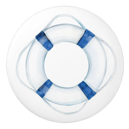 Rustikaler nautischer blauer Rettungsring  Keramikknauf