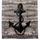 rustikaler nautischer Hintergrund mit ANCHOR | Duschvorhang (Vorderseite)