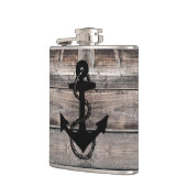 rustikaler nautischer Hintergrund mit ANCHOR | Flachmann (Links)