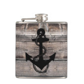 rustikaler nautischer Hintergrund mit ANCHOR | Flachmann (Vorderseite)