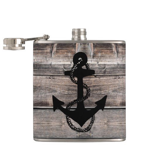 rustikaler nautischer Hintergrund mit ANCHOR | Flachmann (Geöffnet)