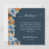 Rustikaler Navy Blue Rust Hochzeitsbeamter Vielen  Dankeskarte (Vorderseite)