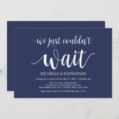 Rustikaler Navy Blue Wedding Elopement Empfang Einladung (Vorne/Hinten)