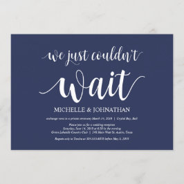 Rustikaler Navy Blue Wedding Elopement Empfang Einladung