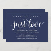 Rustikaler Navy Blue Wedding Elopement Empfang Einladung (Vorne/Hinten)