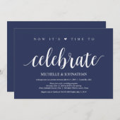 Rustikaler Navy Blue Wedding Elopement Empfang Einladung (Vorne/Hinten)