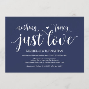 Rustikaler Navy Blue Wedding Elopement Empfang Einladung