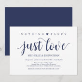 Rustikaler Navy Blue Wedding Elopement Empfang Einladung (Vorne/Hinten)