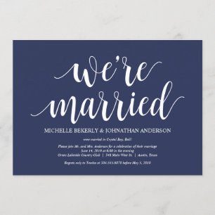 Rustikaler Navy Blue Wedding Elopement Empfang Einladung