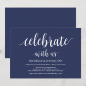 Rustikaler Navy Blue Wedding Elopement Empfang Einladung (Vorne/Hinten)