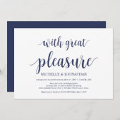 Rustikaler Navy Blue Wedding Elopement Empfang Einladung (Vorne/Hinten)