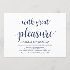 Rustikaler Navy Blue Wedding Elopement Empfang Einladung