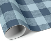 Rustikaler Navy und Light Blue Buffalo Karo Geschenkpapier (Rolleneckpunkt)