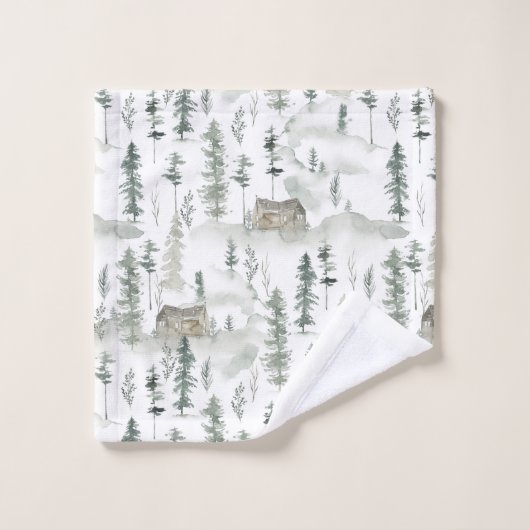 Rustikaler Neck der Holzhütte Badhandtuch Set (Waschlappen)