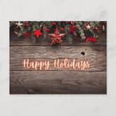Rustikaler Neon Happy Holidays Postkarte (Vorderseite)