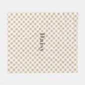 Rustikaler neutraler Beige Gingham Karierter Name Fleecedecke (Vorderseite (Horizontal))
