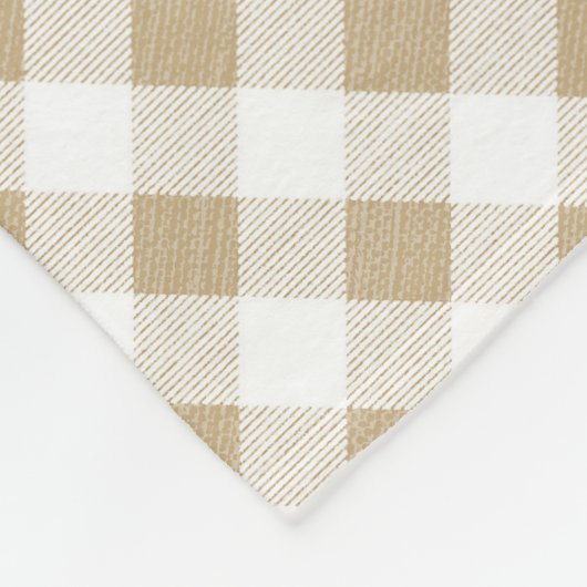 Rustikaler neutraler Beige Gingham Karierter Name Fleecedecke (Ecke)