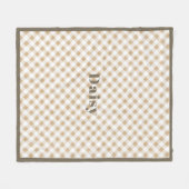 Rustikaler neutraler Beige Gingham Karierter Name Fleecedecke (Vorderseite (Horizontal))