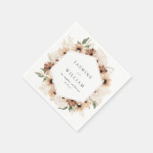 Rustikaler neutraler Boho Blumenname S2 Serviette (Ecke)