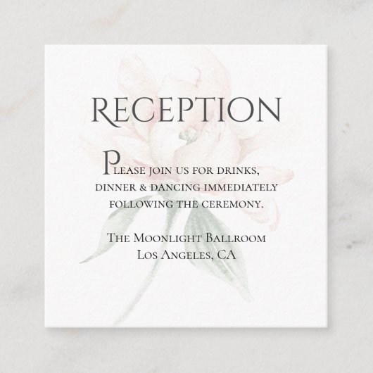 Rustikaler, neutraler, floraler Elegant-Empfang Begleitkarte (Vorderseite)