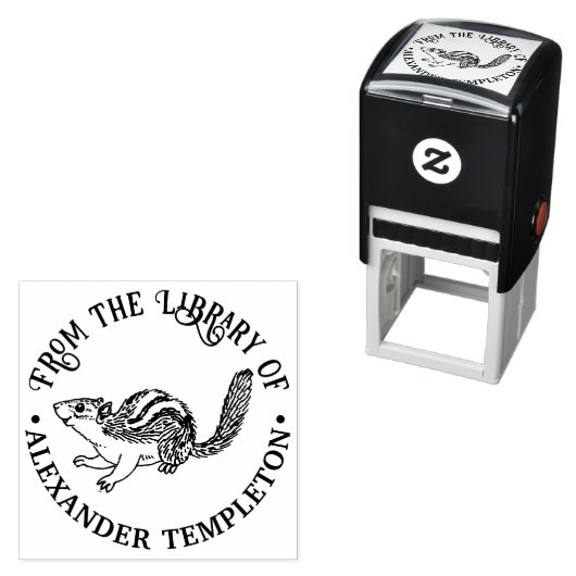 Rustikaler Niedlicher Chipmunk-Bibliotheksname Permastempel (Beispiel)