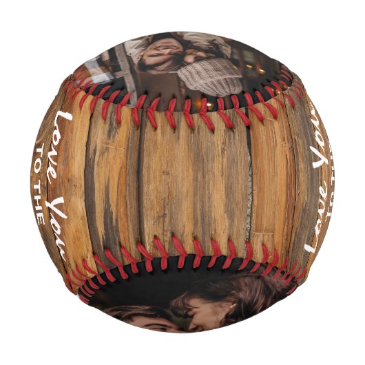 Rustikaler Niedlicher Freund 'I Liebe You' Foto Ba Baseball (Rückseite)