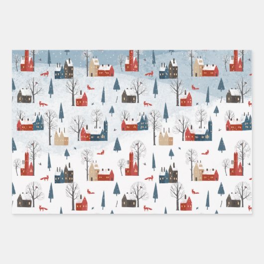 Rustikaler Nordic Red Fox in einem schneebedeckten Geschenkpapier Set (Vorderseite 3)