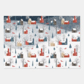 Rustikaler Nordic Red Fox in einem schneebedeckten Geschenkpapier Set (Vorderseite)