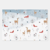 Rustikaler Nordic Winter Fox Deer Snowy Mountain Geschenkpapier Set (Vorderseite 3)