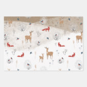 Rustikaler Nordic Winter Fox Deer Snowy Mountain Geschenkpapier Set (Vorderseite 2)