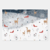 Rustikaler Nordic Winter Fox Deer Snowy Mountain Geschenkpapier Set (Vorderseite)