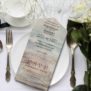 Rustikaler Ocean Beach Abstrakt Landschaft Minimal All In One Einladung